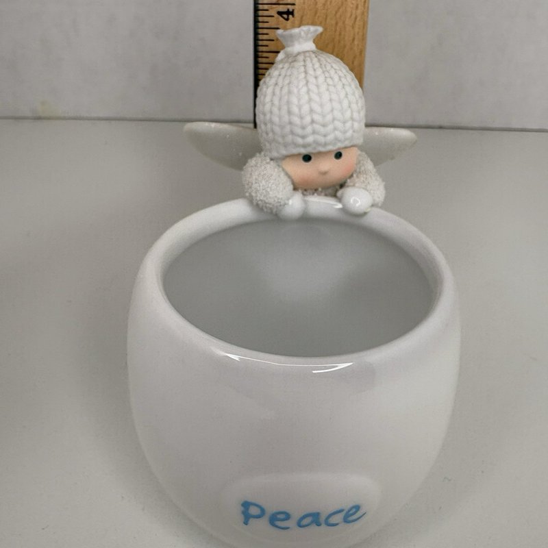 Department 56 Snowbabies Peace Angel Tealight Candle Holder 4” Glitter Wings