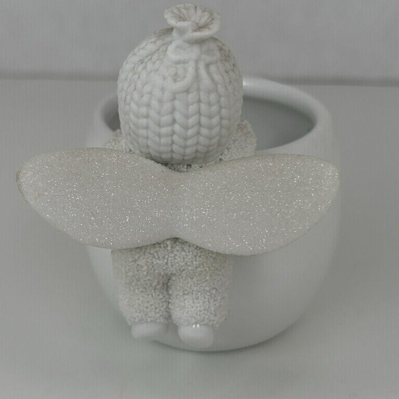 Department 56 Snowbabies Peace Angel Tealight Candle Holder 4” Glitter Wings
