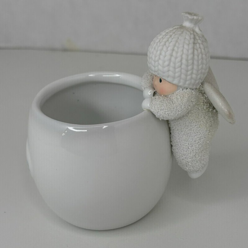 Department 56 Snowbabies Peace Angel Tealight Candle Holder 4” Glitter Wings