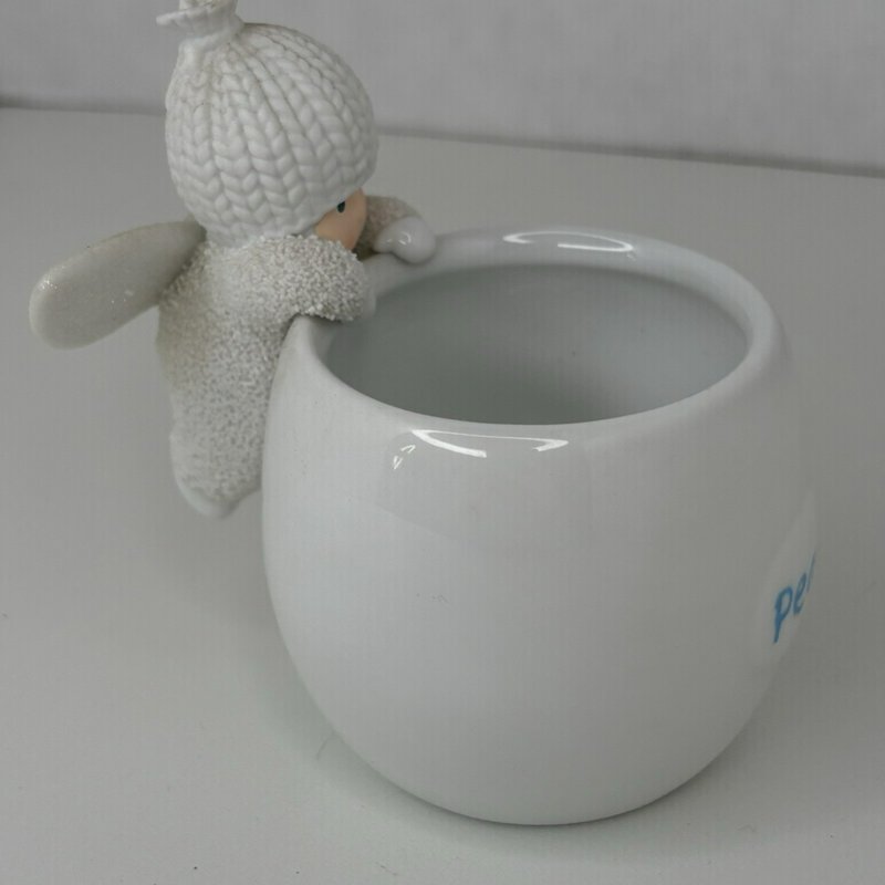 Department 56 Snowbabies Peace Angel Tealight Candle Holder 4” Glitter Wings