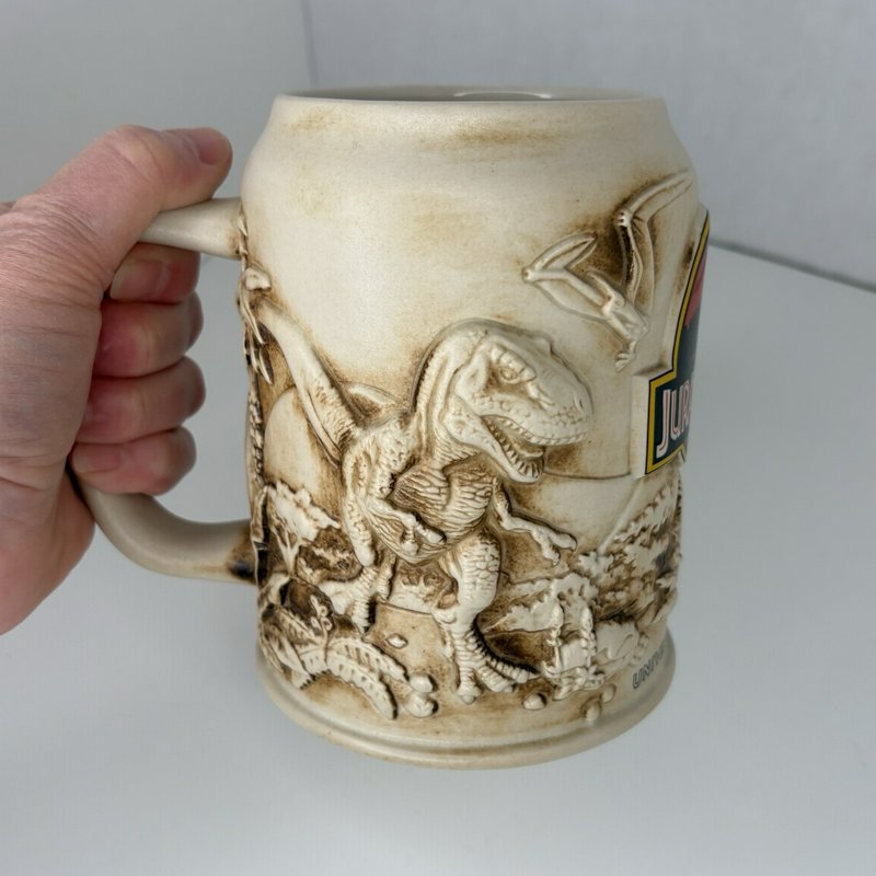 Jurassic Park Universal Studios 1993 Ceramic Beer Stein Mug Dinosaurs Amblin