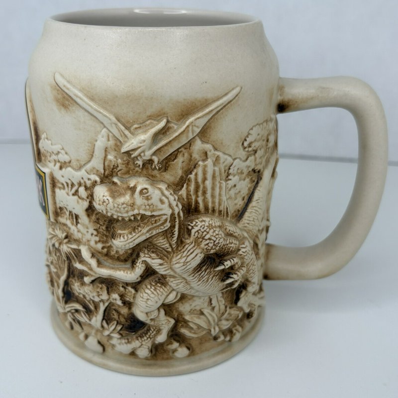 Jurassic Park Universal Studios 1993 Ceramic Beer Stein Mug Dinosaurs Amblin