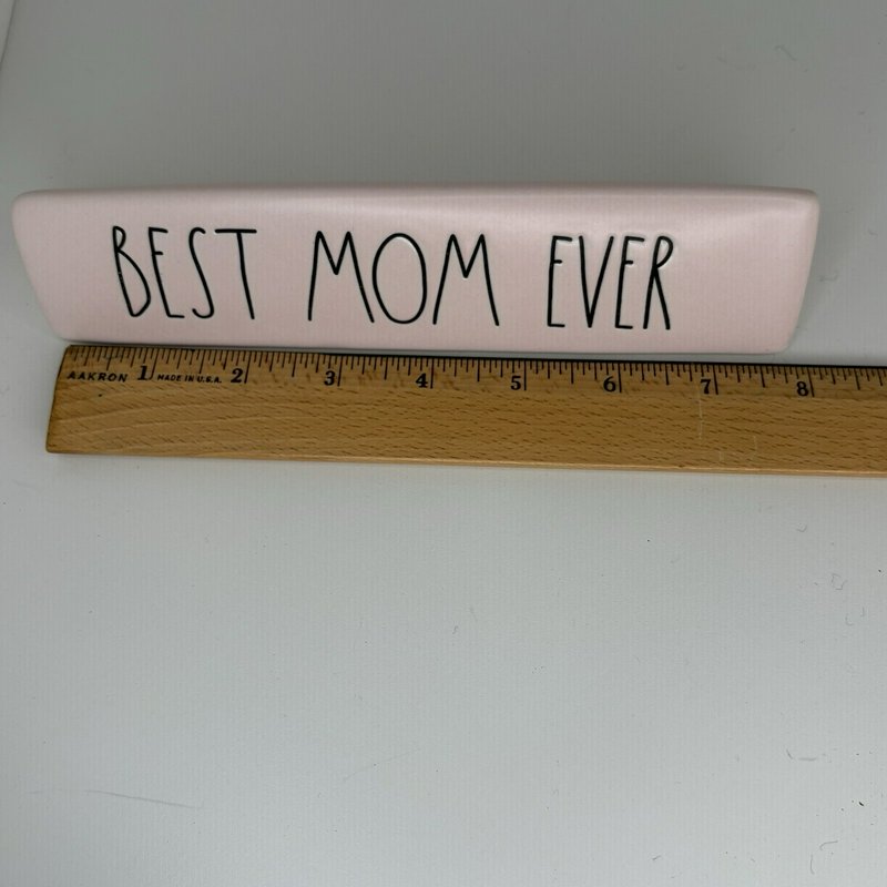 Rae Dunn Artisan Collection Best Mom Ever Pink Ceramic Desk Plaque Sign Magenta