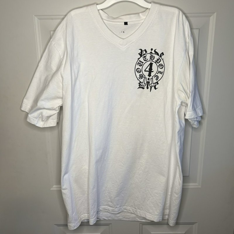 Vintage Southpole Ride 4 Life Graphic T-Shirt White XL Gothic Fleur-de-Lis Wings