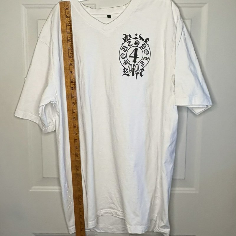 Vintage Southpole Ride 4 Life Graphic T-Shirt White XL Gothic Fleur-de-Lis Wings