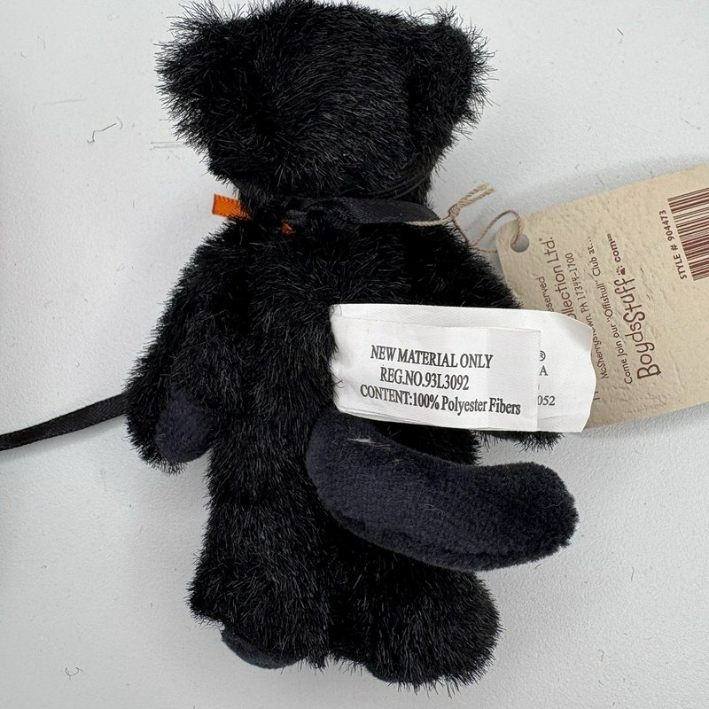 Boyds Head Bean Collection Halloween Cat & Bear Plush Set Candy Corn & Pumpkin