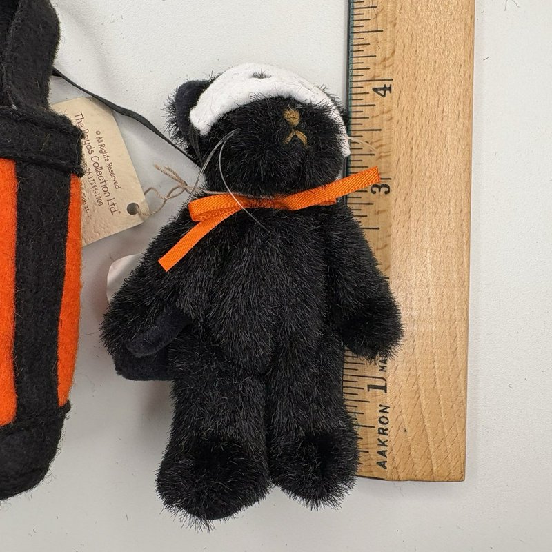 Boyds Head Bean Collection Halloween Cat & Bear Plush Set Candy Corn & Pumpkin