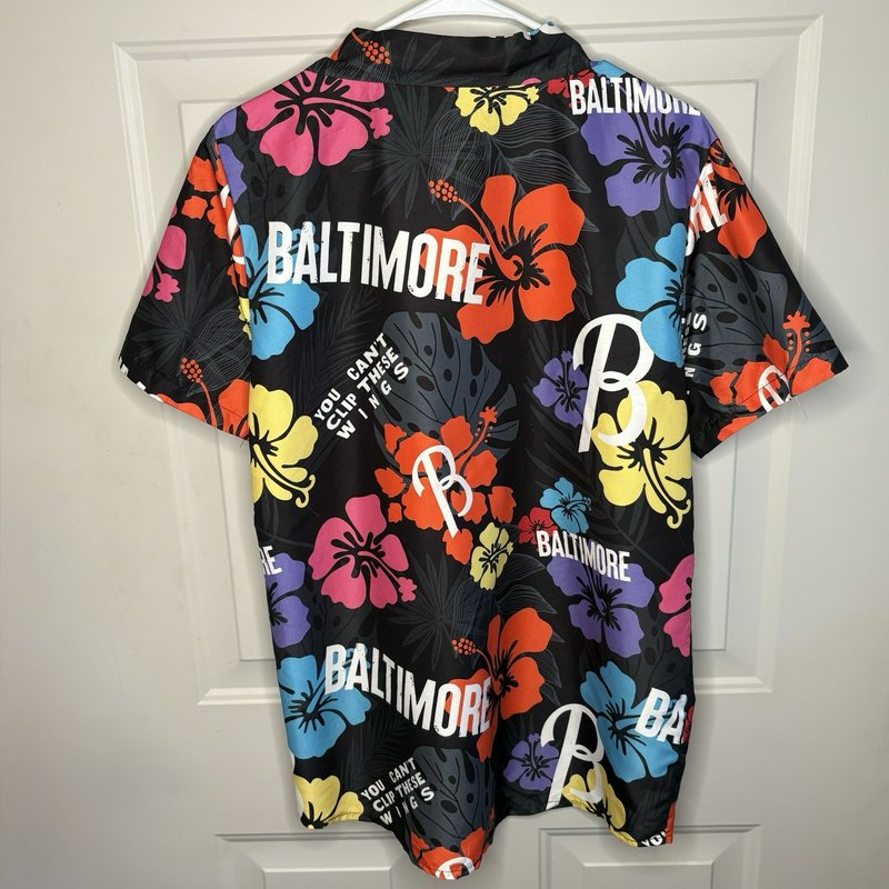 Baltimore Orioles Hawaiian Shirt Men’s M Floral “You Can’t Clip These Wings”