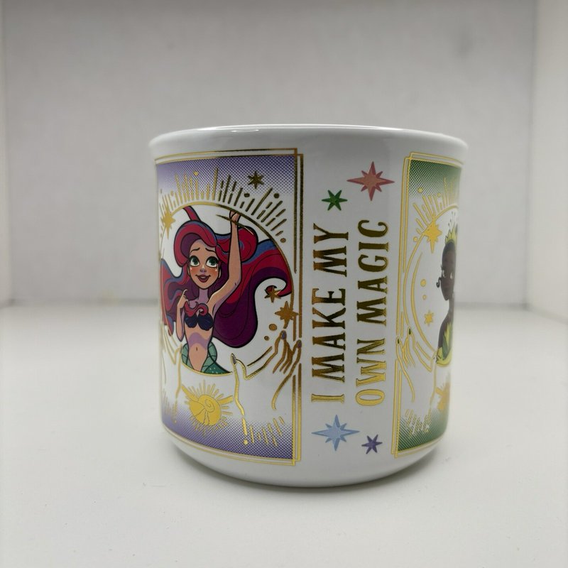 Disney Princess 20oz Mug Ariel Belle Tiana Cinderella “I Make My Own Magic” NWT