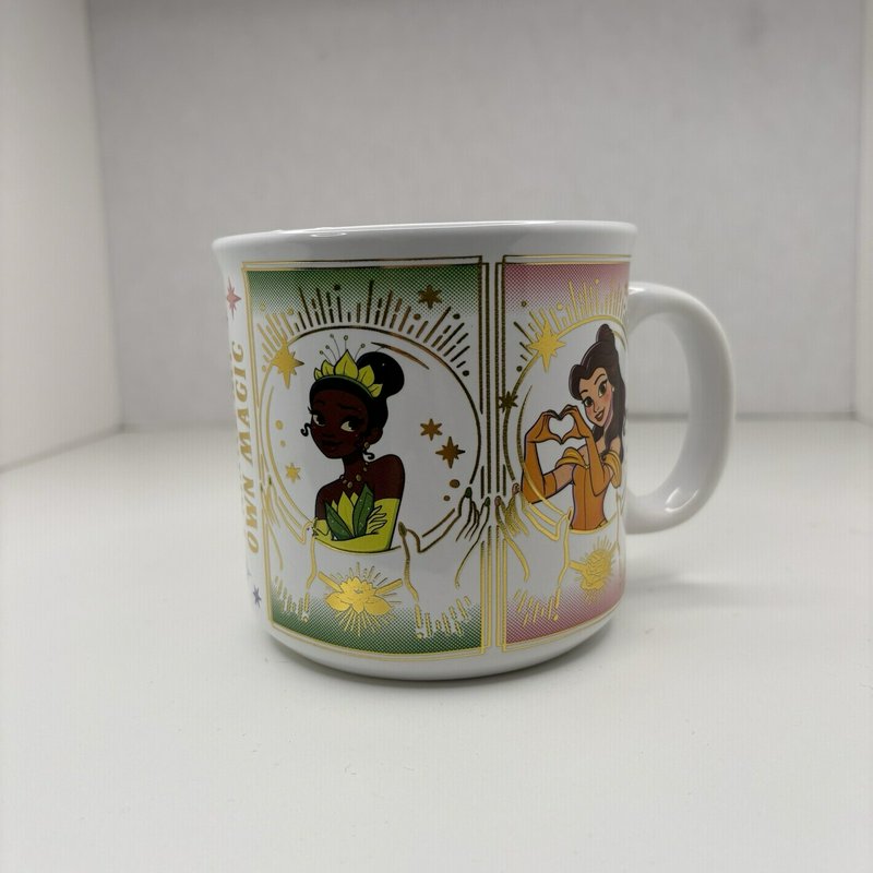 Disney Princess 20oz Mug Ariel Belle Tiana Cinderella “I Make My Own Magic” NWT