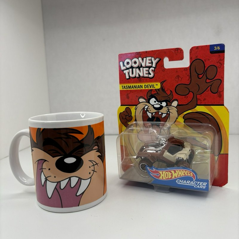 Looney Tunes Tasmanian Devil Mug 1998 Gibson + Hot Wheels Character Car Lot NIB