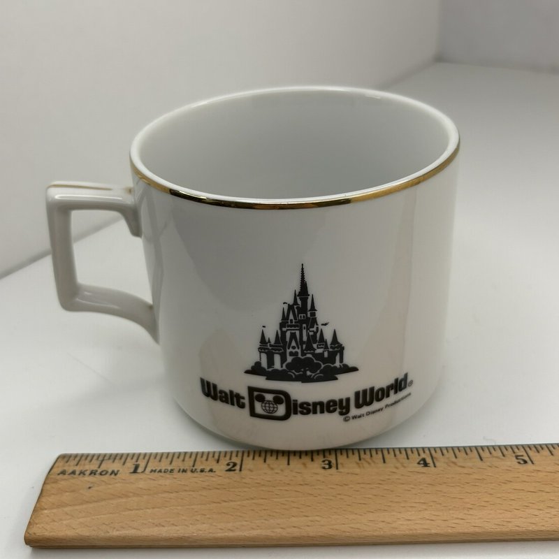 Vintage 1970s Walt Disney World Mug Gold Trim Castle Japan Disney Productions