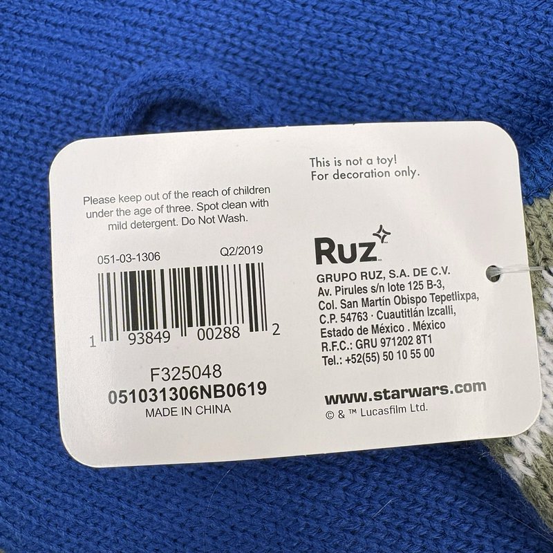 Star Wars Yoda Knit Christmas Stocking Disney NWT Blue Green Diamond Pattern 18"