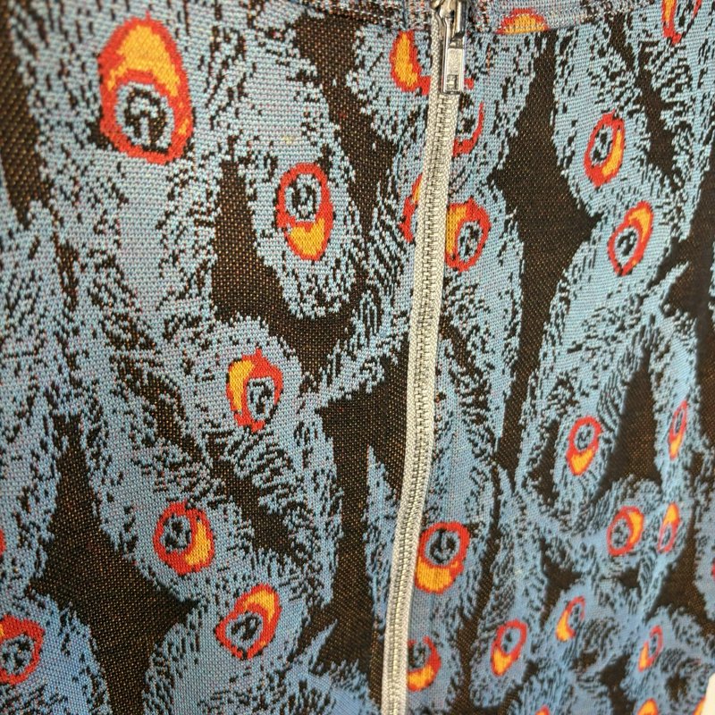 LuLaRoe Amelia Dress XL Peacock Feather Print Brown Blue Fit Flare Pockets