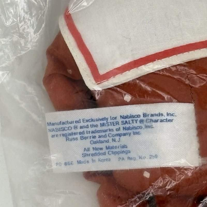 Vintage Nabisco Mister Salty Pretzel Plush Doll by Russ Berrie — Sealed 1980s