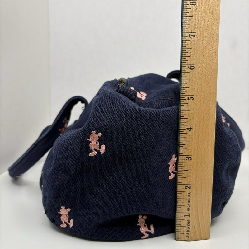Disney Parks Navy Canvas Duffle Bag Pink Mickey Embroidery 14” Travel Gym Tote