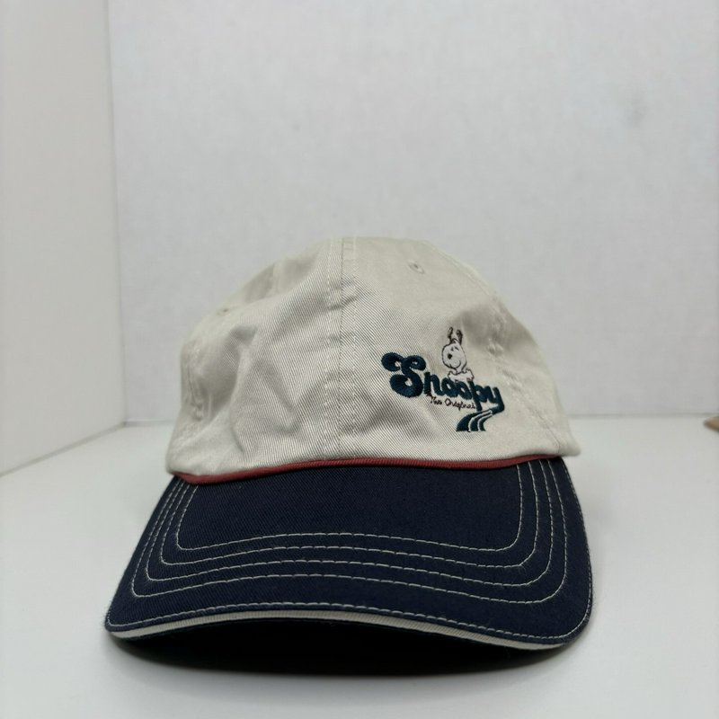 Snoopy Hat Peanuts by Schulz Baseball Cap Tan Navy Adjustable 100% Cotton