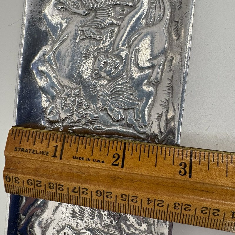 Arthur Court 1991 African Safari Aluminum Tray 8” Retired Wildlife Scene