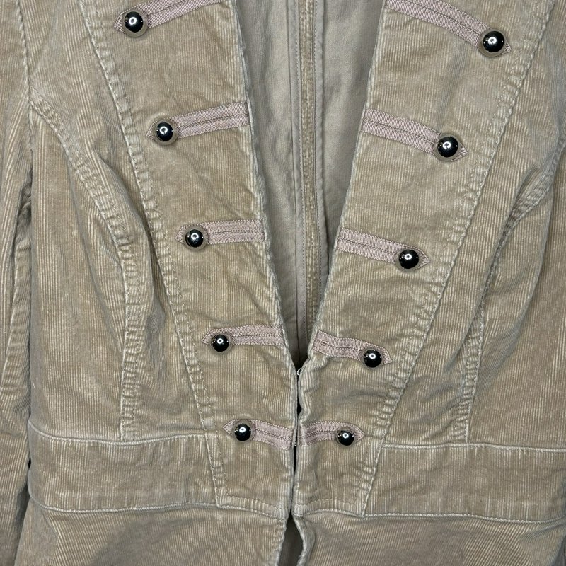White House Black Market Corduroy Military Peplum Jacket Tan Size 8 NWOT