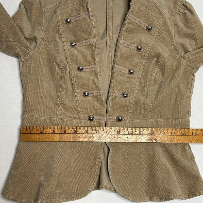 White House Black Market Corduroy Military Peplum Jacket Tan Size 8 NWOT