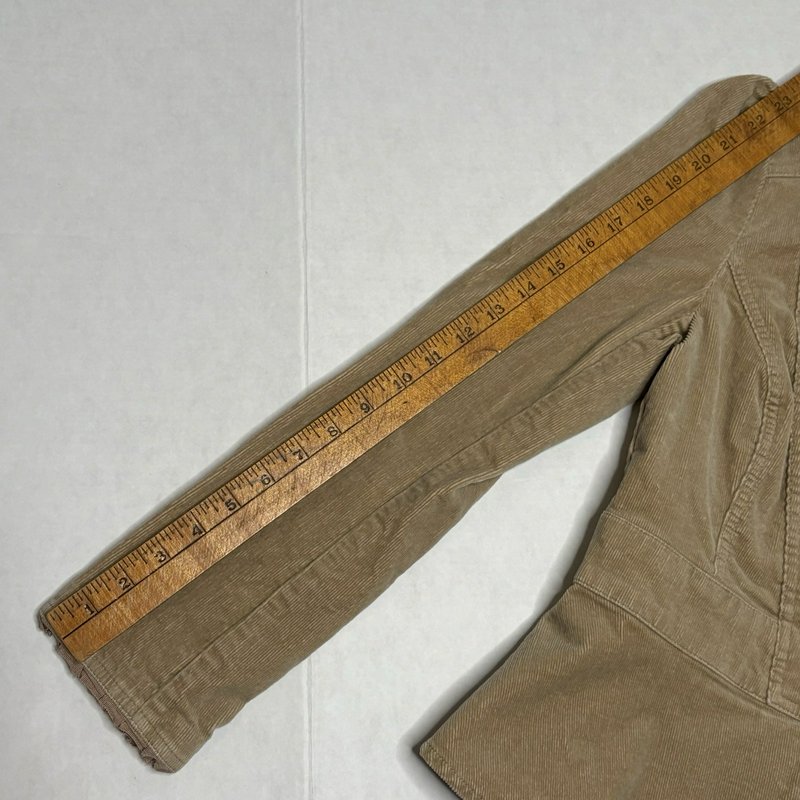 White House Black Market Corduroy Military Peplum Jacket Tan Size 8 NWOT
