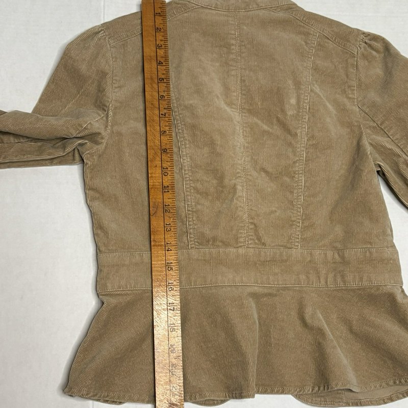 White House Black Market Corduroy Military Peplum Jacket Tan Size 8 NWOT