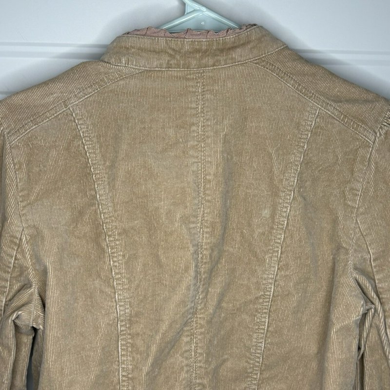 White House Black Market Corduroy Military Peplum Jacket Tan Size 8 NWOT