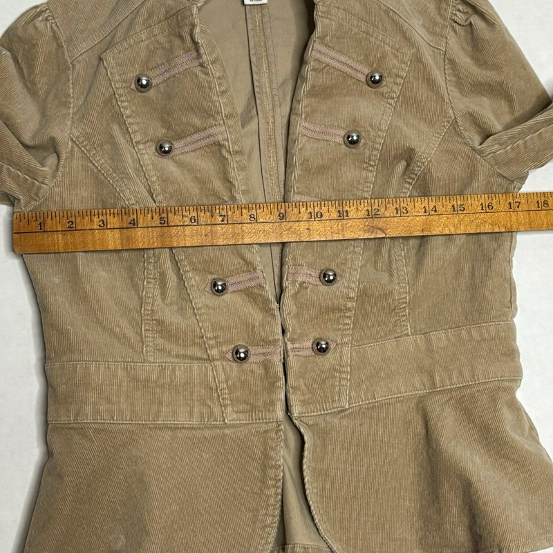 White House Black Market Corduroy Military Peplum Jacket Tan Size 8 NWOT