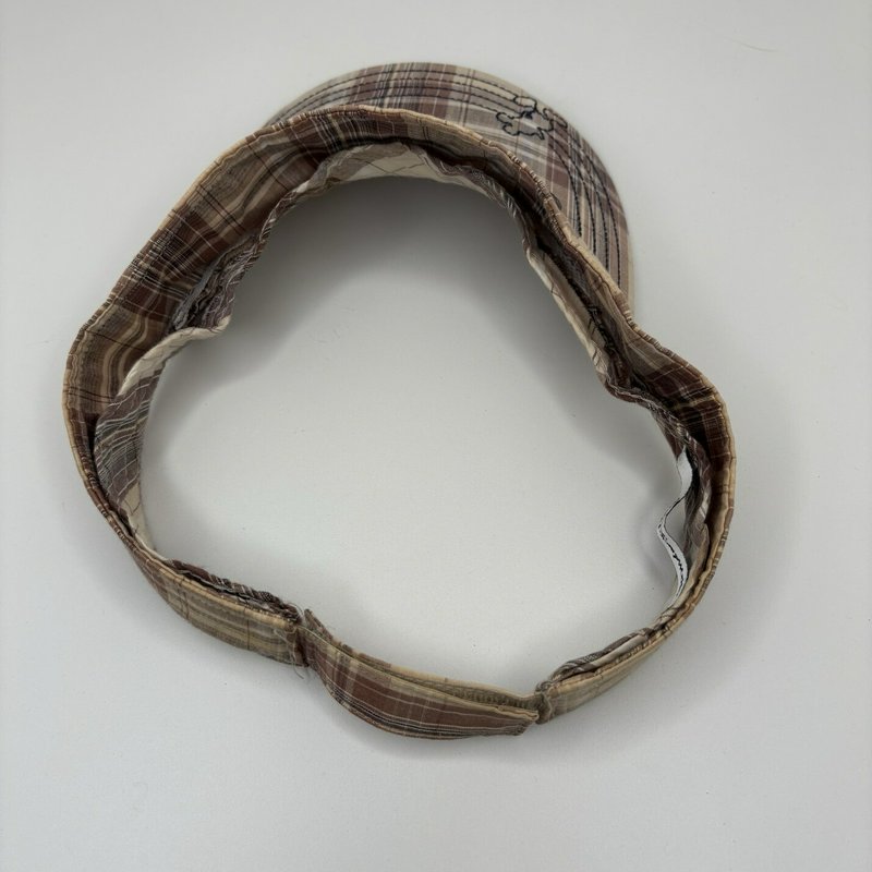 Walt Disney World Plaid Visor Hat Brown Tan Embroidered Mickey Golf Cap Disney