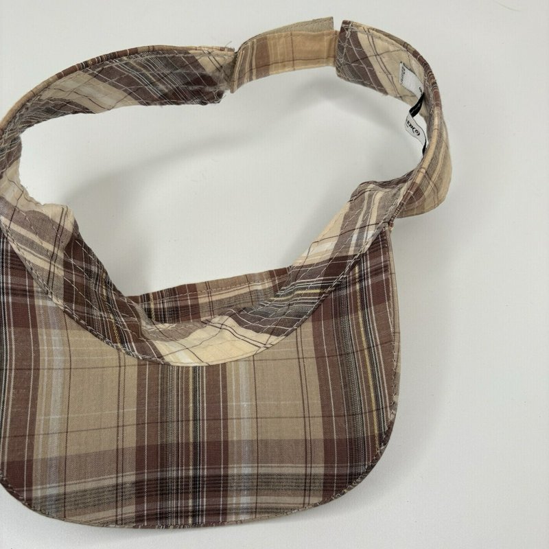 Walt Disney World Plaid Visor Hat Brown Tan Embroidered Mickey Golf Cap Disney