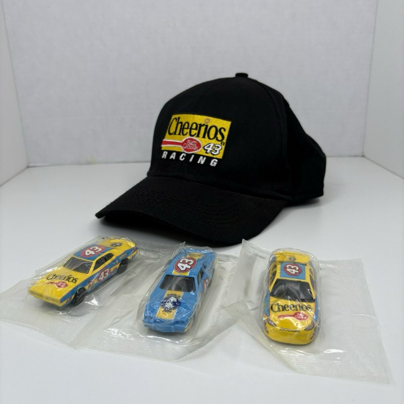 Richard Petty #43 Cheerios Racing Hat Made in USA + 3 Hot Wheels Cars Sealed Lot