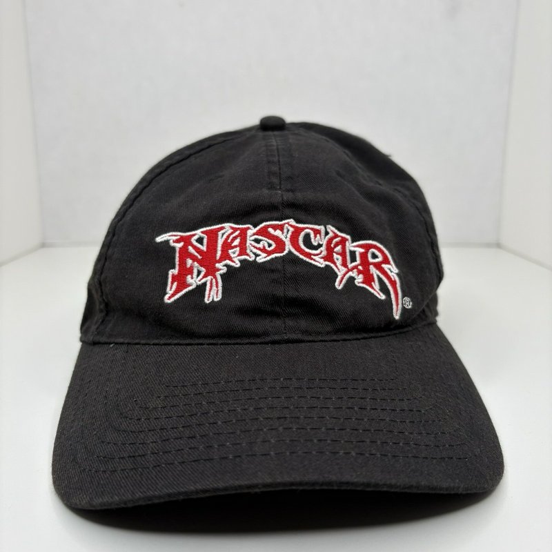 NASCAR Black Adjustable Hat Red Drip Logo Embroidered Cap Y2K 2000s Racing