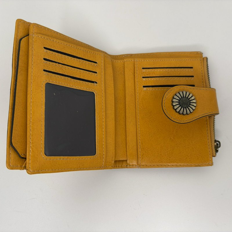 Lavemi RFID Leather Wallet Mustard Yellow Western Sunflower Concho Bifold