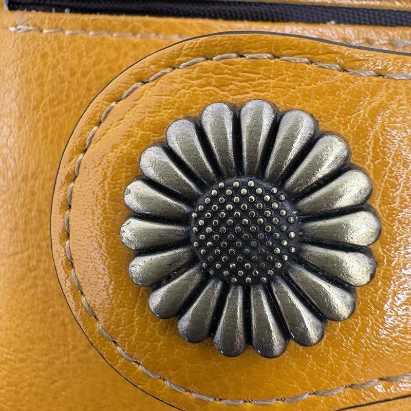 Lavemi RFID Leather Wallet Mustard Yellow Western Sunflower Concho Bifold