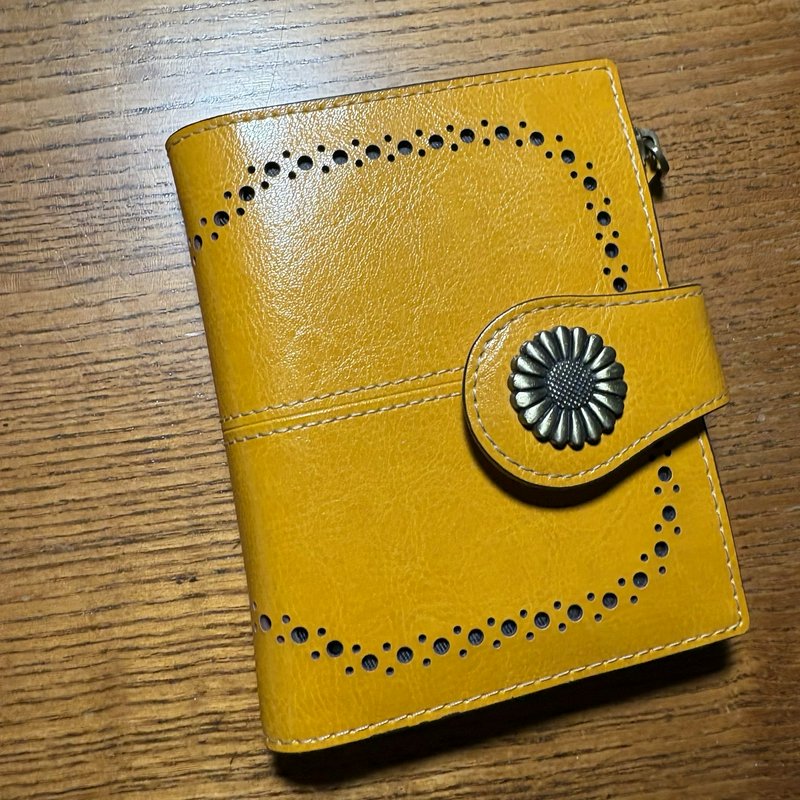 Lavemi RFID Leather Wallet Mustard Yellow Western Sunflower Concho Bifold