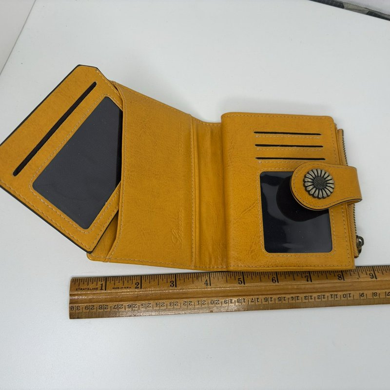 Lavemi RFID Leather Wallet Mustard Yellow Western Sunflower Concho Bifold
