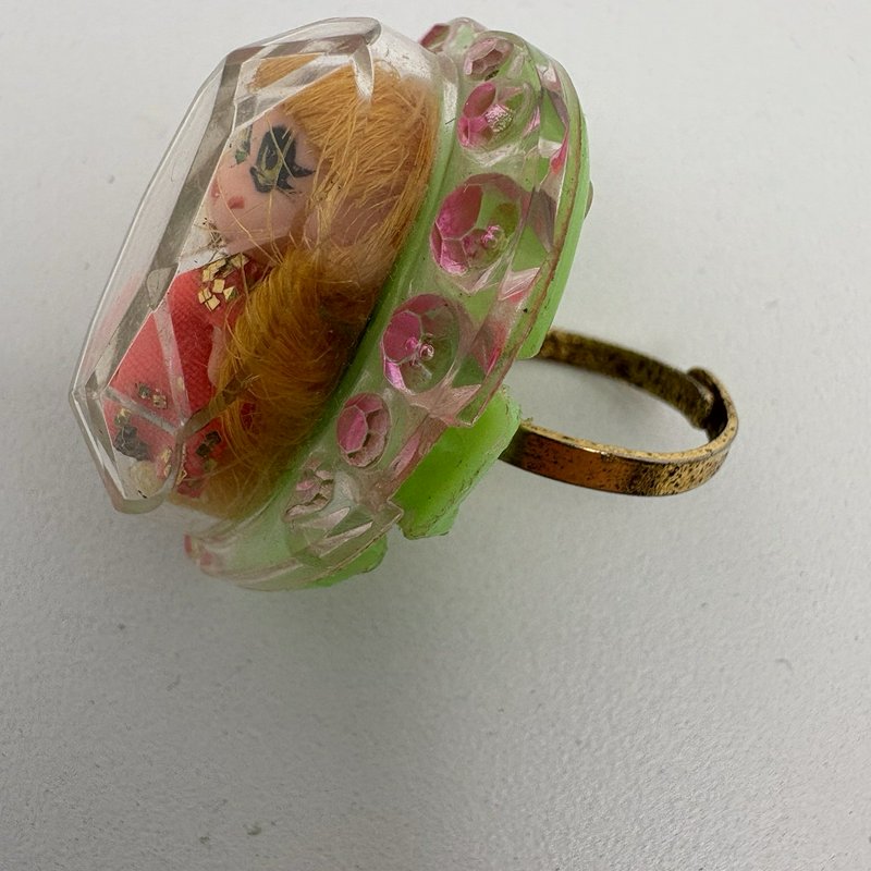 Vintage 1967 Mattel Jewel Kiddles Green Heart Ring Doll Hong Kong