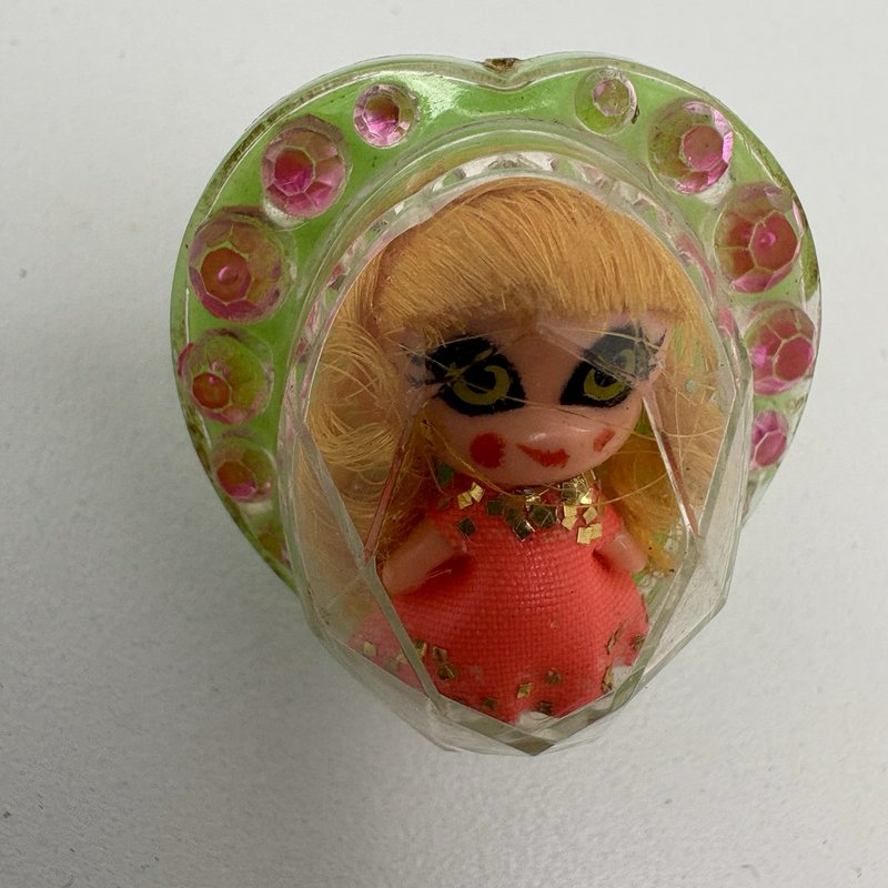 Vintage 1967 Mattel Jewel Kiddles Green Heart Ring Doll Hong Kong