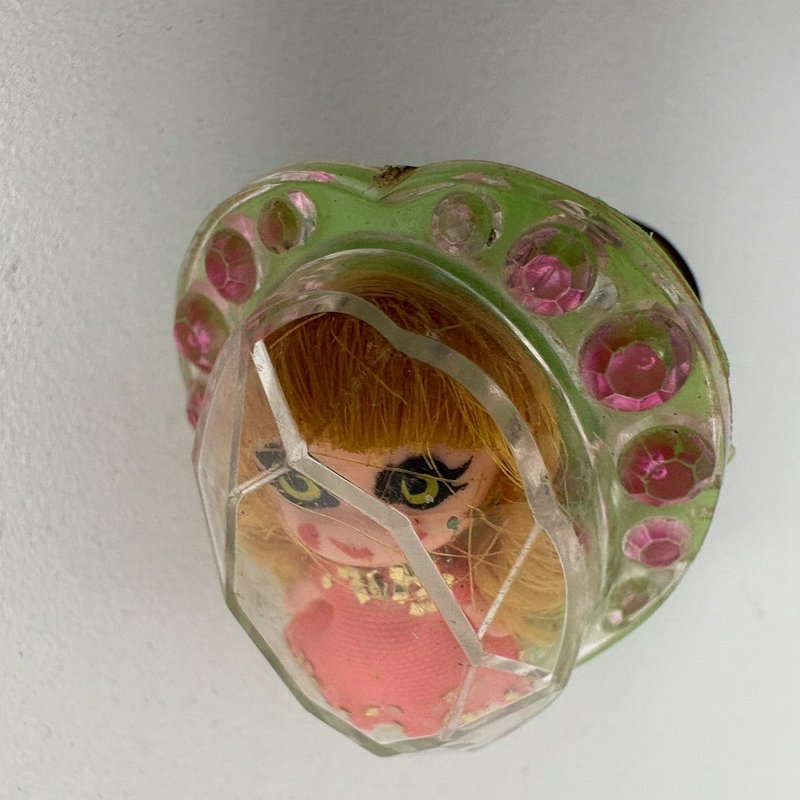 Vintage 1967 Mattel Jewel Kiddles Green Heart Ring Doll Hong Kong