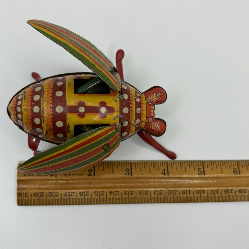 Rare 1950s–1960s Tin Litho Wind-Up Miss Lady Bug Beetle Japan Working