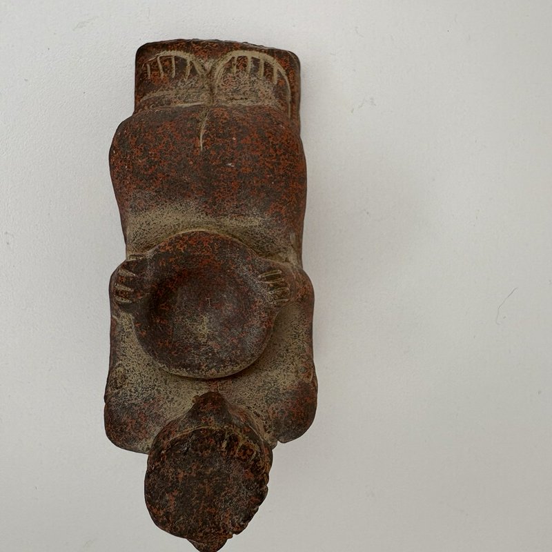 Mexican Terracotta Chacmool Style Reclining Figure Vintage Folk Art Sculpture