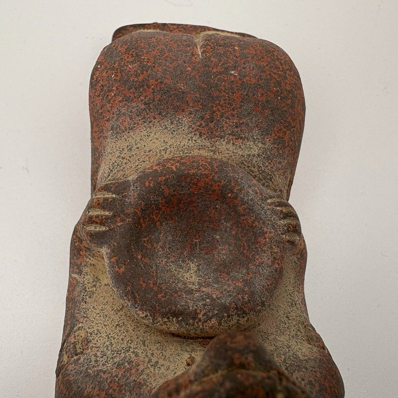 Mexican Terracotta Chacmool Style Reclining Figure Vintage Folk Art Sculpture