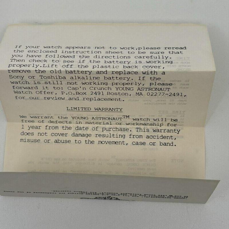 Vintage 1986 Cap’n Crunch Young Astronauts Digital Watch NOS Made in Hong Kong 