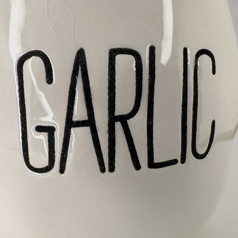 Mud Pie Bistro Garlic Keeper Ceramic Jar with Wood Lid Kitchen Storage 2016