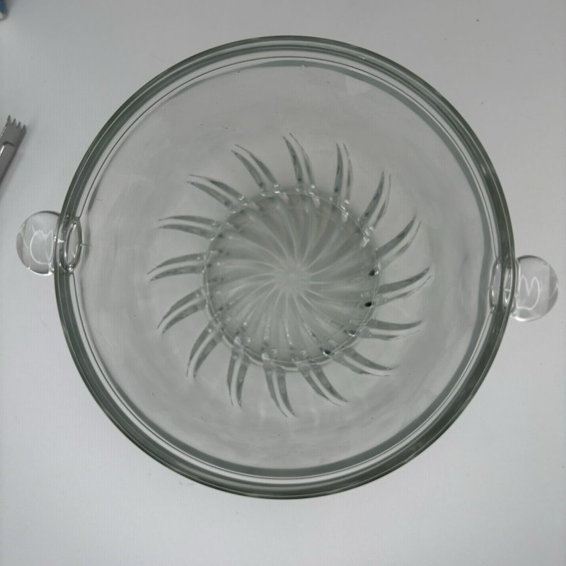 Bormioli Rocco Moncayo Glass Ice Bucket w/ Tongs Italy Barware Cocktail Party