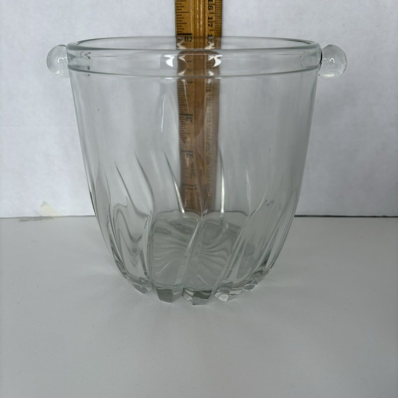 Bormioli Rocco Moncayo Glass Ice Bucket w/ Tongs Italy Barware Cocktail Party