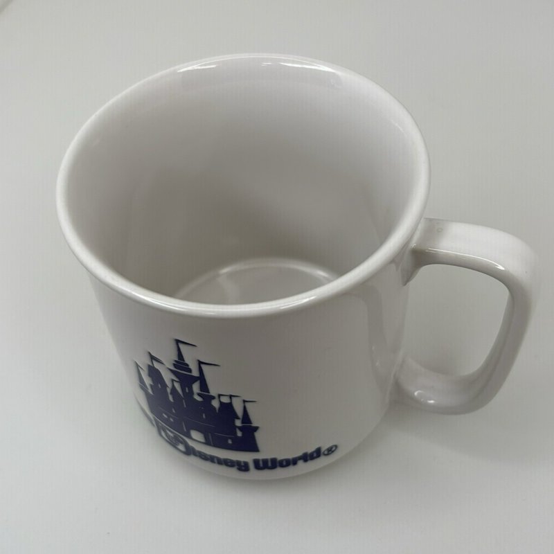 Vintage Walt Disney World Castle Mug Japan White 1970s Blue Logo Retro Cup