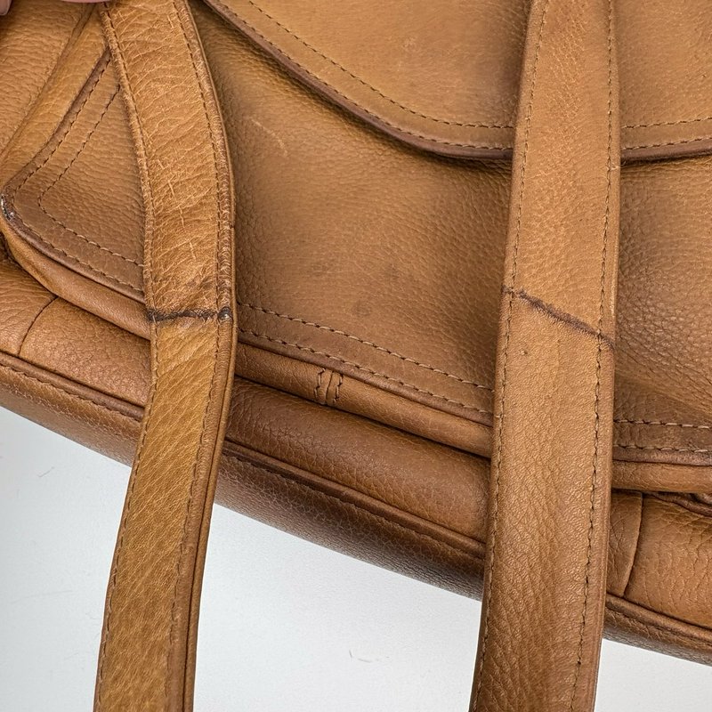 Fossil 75082 Tan Leather Crossbody Bag w/ Key Charm Brass Hardware Vintage