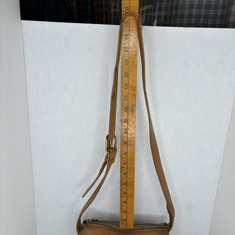 Fossil 75082 Tan Leather Crossbody Bag w/ Key Charm Brass Hardware Vintage