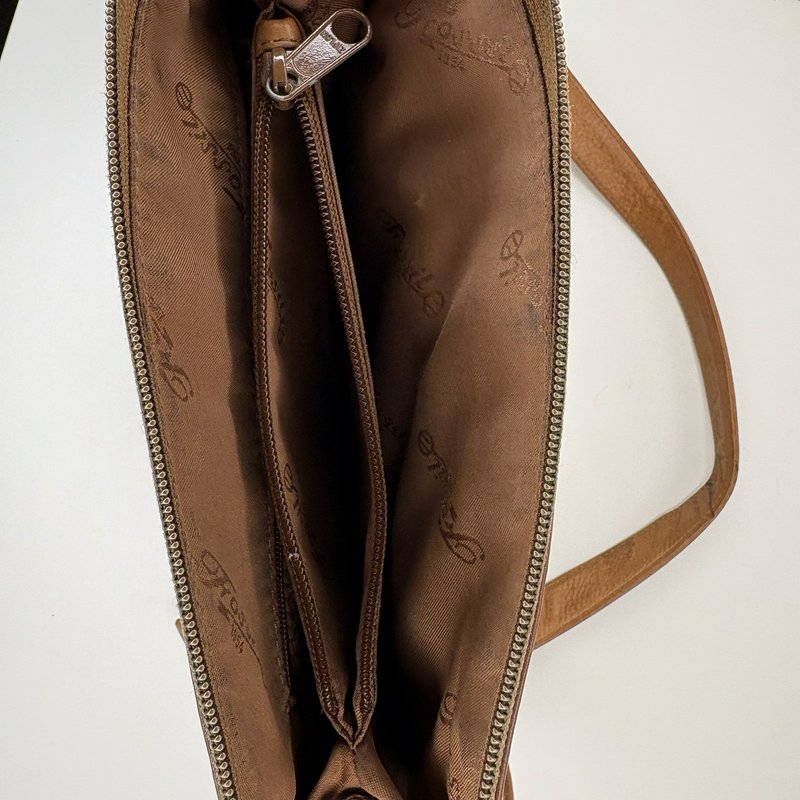 Fossil 75082 Tan Leather Crossbody Bag w/ Key Charm Brass Hardware Vintage